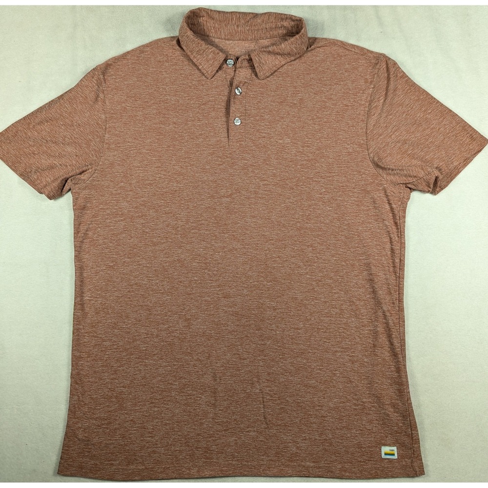 Vuori Strato Tech Polo Mens Large Terracotta Heather Short Sleeve Shirt V188 - Picture 2 of 7